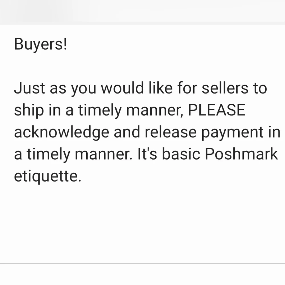 Basic Poshmark etiquette - Picture 1 of 2